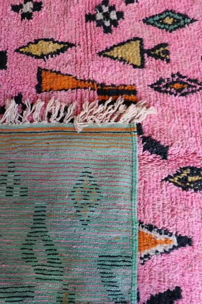 Pink Moroccan Boujad Wool Rug 9.6 x 6.6 ft / 293 x 203 cm - Surcoma