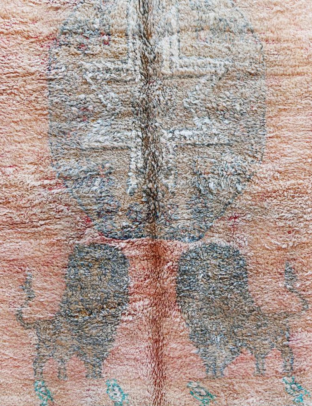 Handwoven Berber Wool Rug with Animal Motifs 10.2 x 6.8 ft / 310 x 208 cm