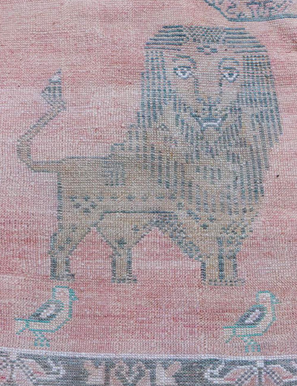 Handwoven Berber Wool Rug with Animal Motifs 10.2 x 6.8 ft / 310 x 208 cm