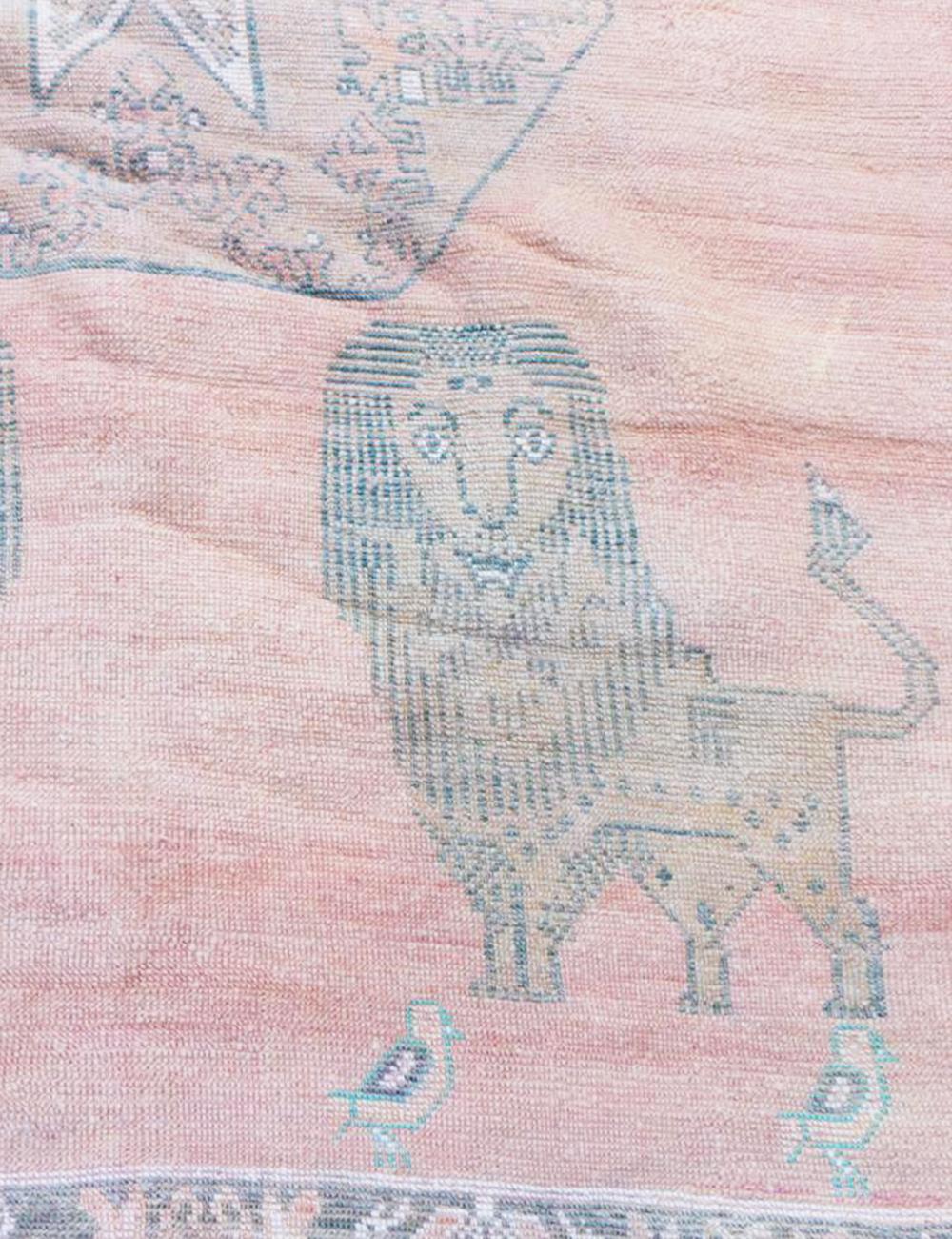 Handwoven Berber Wool Rug with Animal Motifs 10.2 x 6.8 ft / 310 x 208 cm