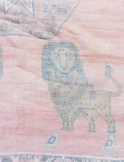 Handwoven Berber Wool Rug with Animal Motifs 10.2 x 6.8 ft / 310 x 208 cm