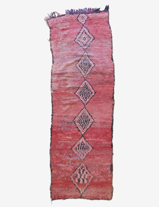 Faded Red Moroccan Runner Rug 8.3 x 2.8 ft / 253 x 87 cm