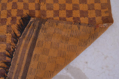 Orange Checkered Moroccan Rug 11.3 x 4.2 ft / 344 x 128 cm - Surcoma