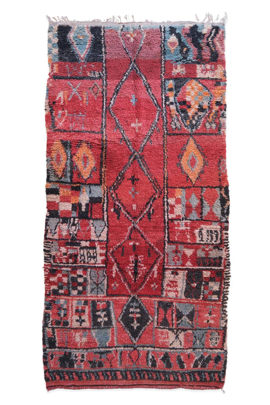 1990's Moroccan Abstract Wool Rug 10.6 x 5.2 ft / 323 x 159 cm