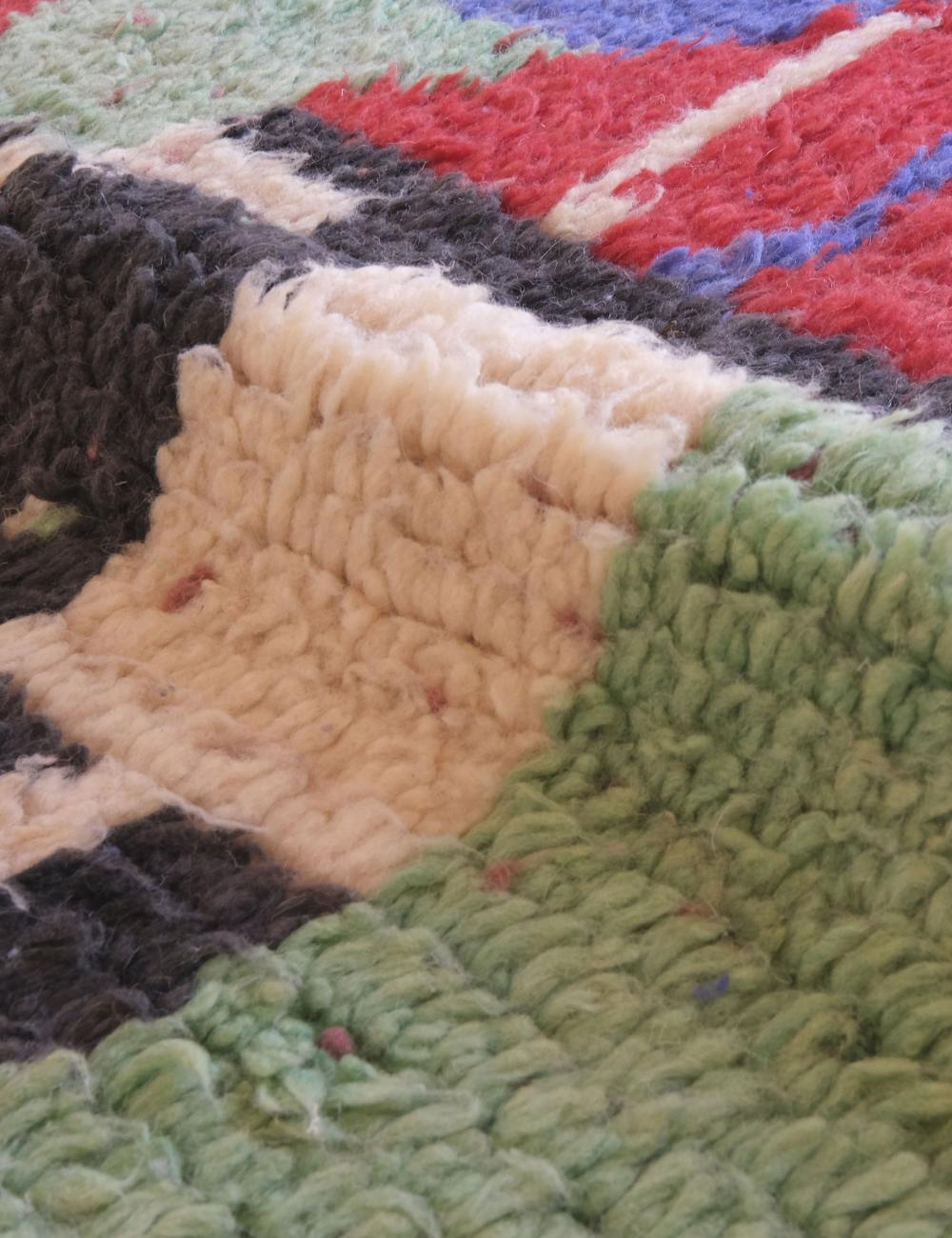 Green Wool Carpet with Abstract Berber Motifs 9.2 x 5.4 ft / 280 x 167 cm