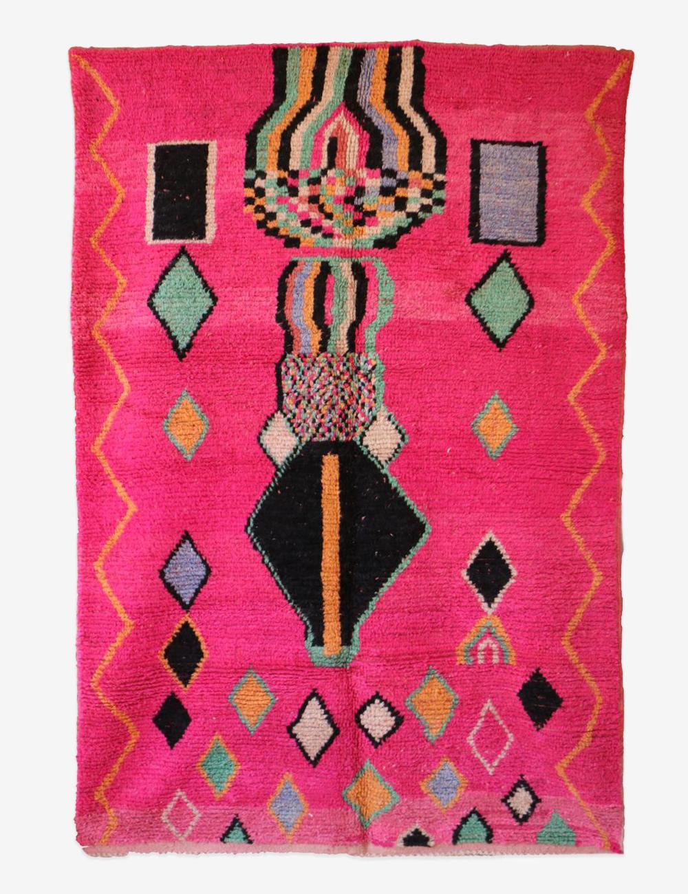 Hot Pink Moroccan Boujad Rug 9 x 5.6 ft / 273 x 172 cm