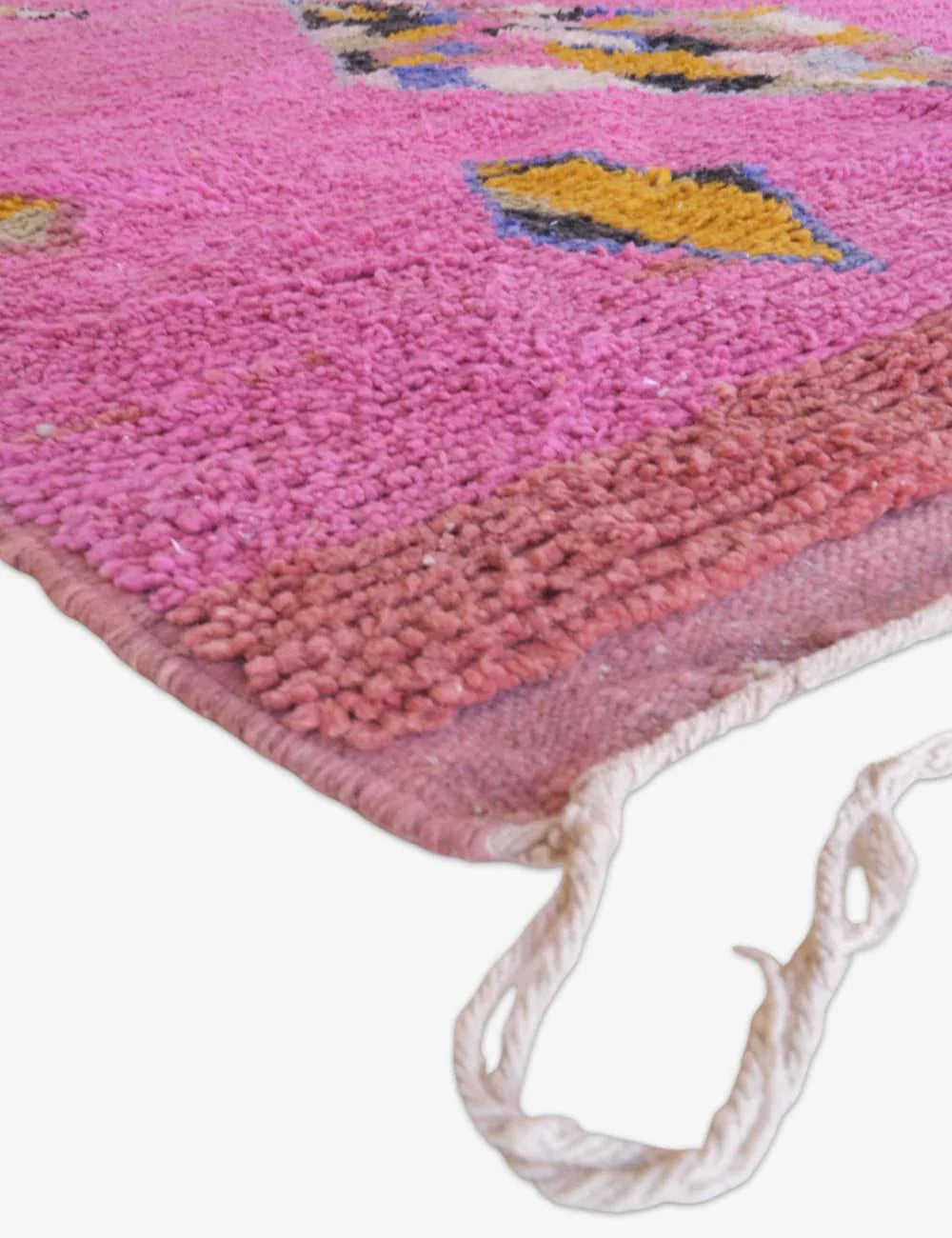 Boujad Moroccan Rug in Pink and Multicolor Diamond Patterns 10.3 x 6.2 ft / 315 x 190 cm