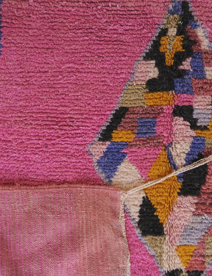 Boujad Moroccan Rug in Pink and Multicolor Diamond Patterns 10.3 x 6.2 ft / 315 x 190 cm - Surcoma