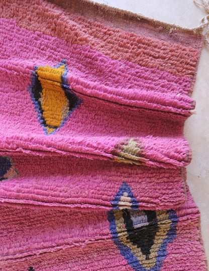 Boujad Moroccan Rug in Pink and Multicolor Diamond Patterns 10.3 x 6.2 ft / 315 x 190 cm - Surcoma