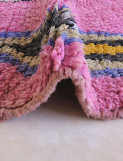 Boujad Moroccan Rug in Pink and Multicolor Diamond Patterns 10.3 x 6.2 ft / 315 x 190 cm - Surcoma