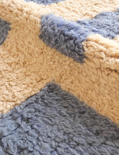 Custom Blue and Beige Abstract Moroccan Rug - Forma 72