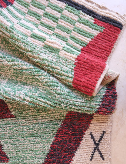 Handwoven Wool Carpet with Bold Abstract Geometric Design 8.9 x 5.7 ft / 272 x 175 cm - Surcoma