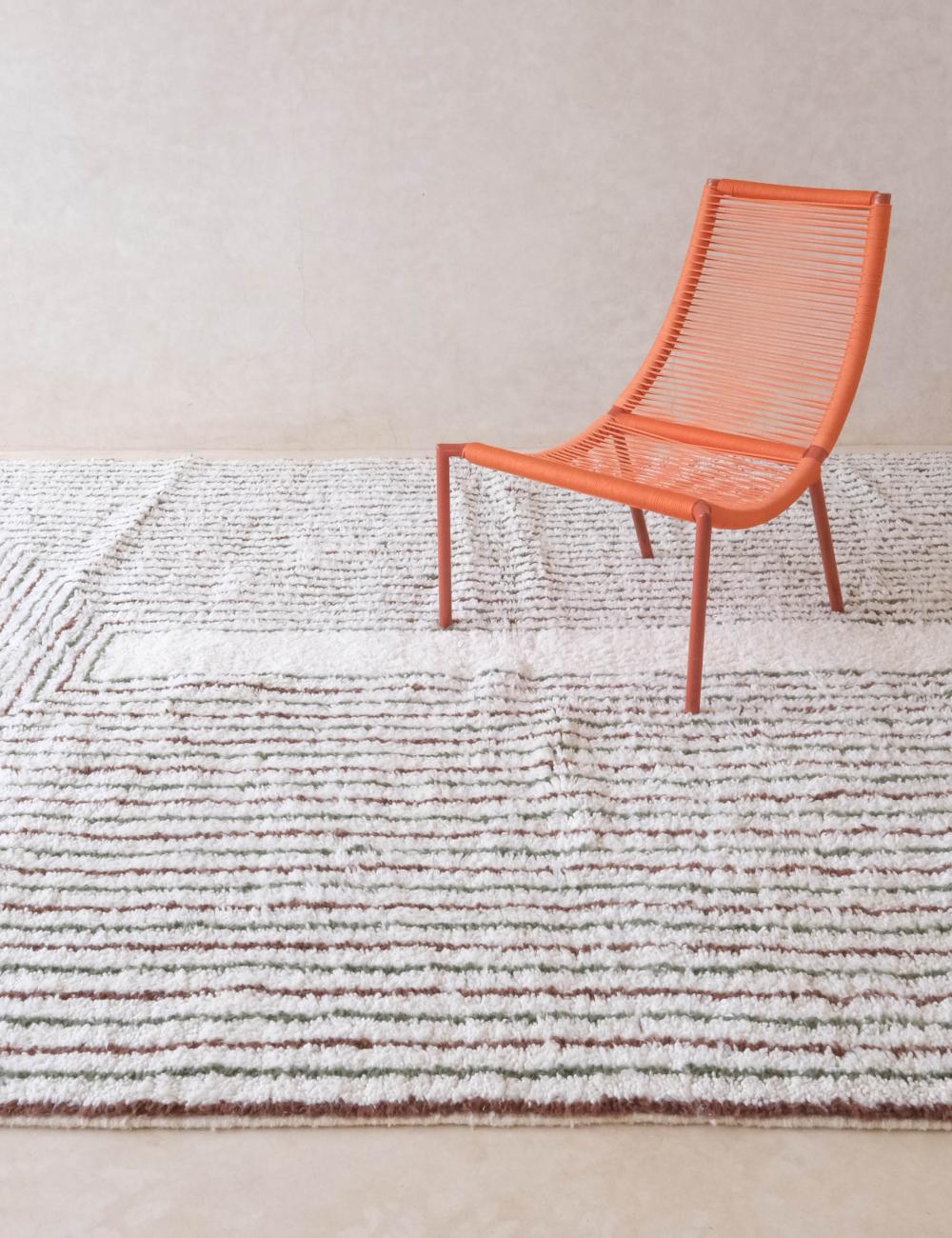 Custom White Linear Moroccan Rug - Forma 73