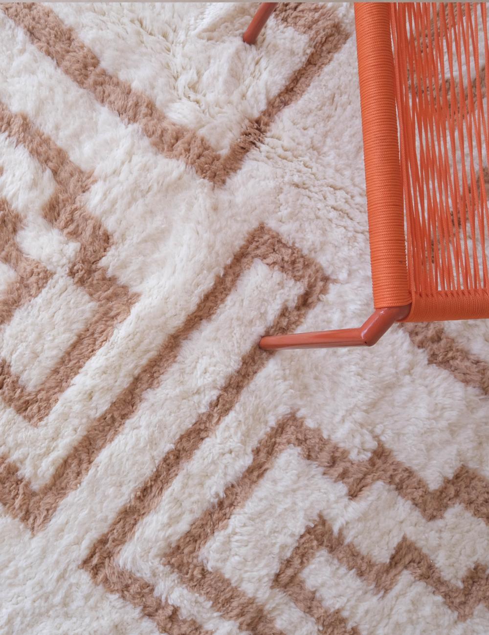 Custom White Beige Moroccan Rug - Esmeralda 13