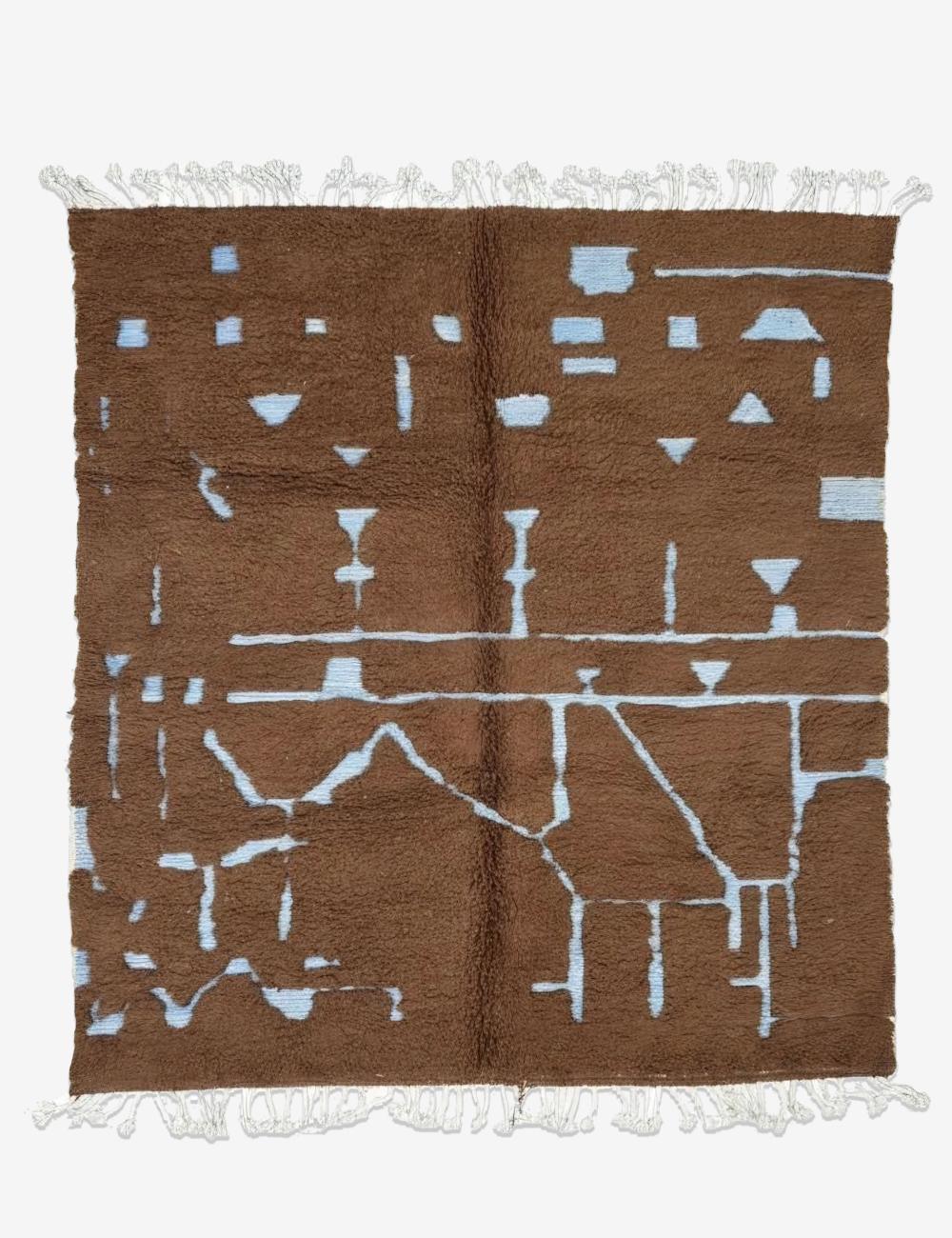 Chocolate Brown Moroccan Rug 7.9 x 7.2 ft / 240 x 220 cm