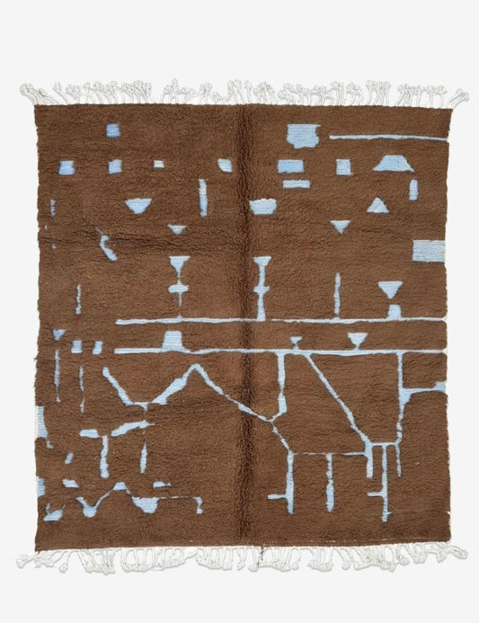 Chocolate Brown Moroccan Rug 7.9 x 7.2 ft / 240 x 220 cm