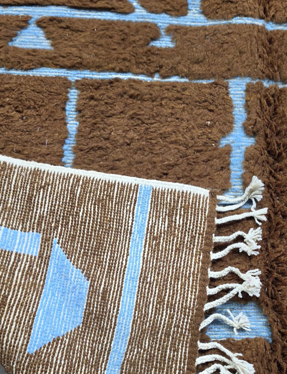Chocolate Brown Moroccan Rug 7.9 x 7.2 ft / 240 x 220 cm
