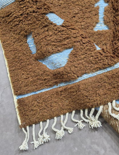 Chocolate Brown Moroccan Rug 7.9 x 7.2 ft / 240 x 220 cm