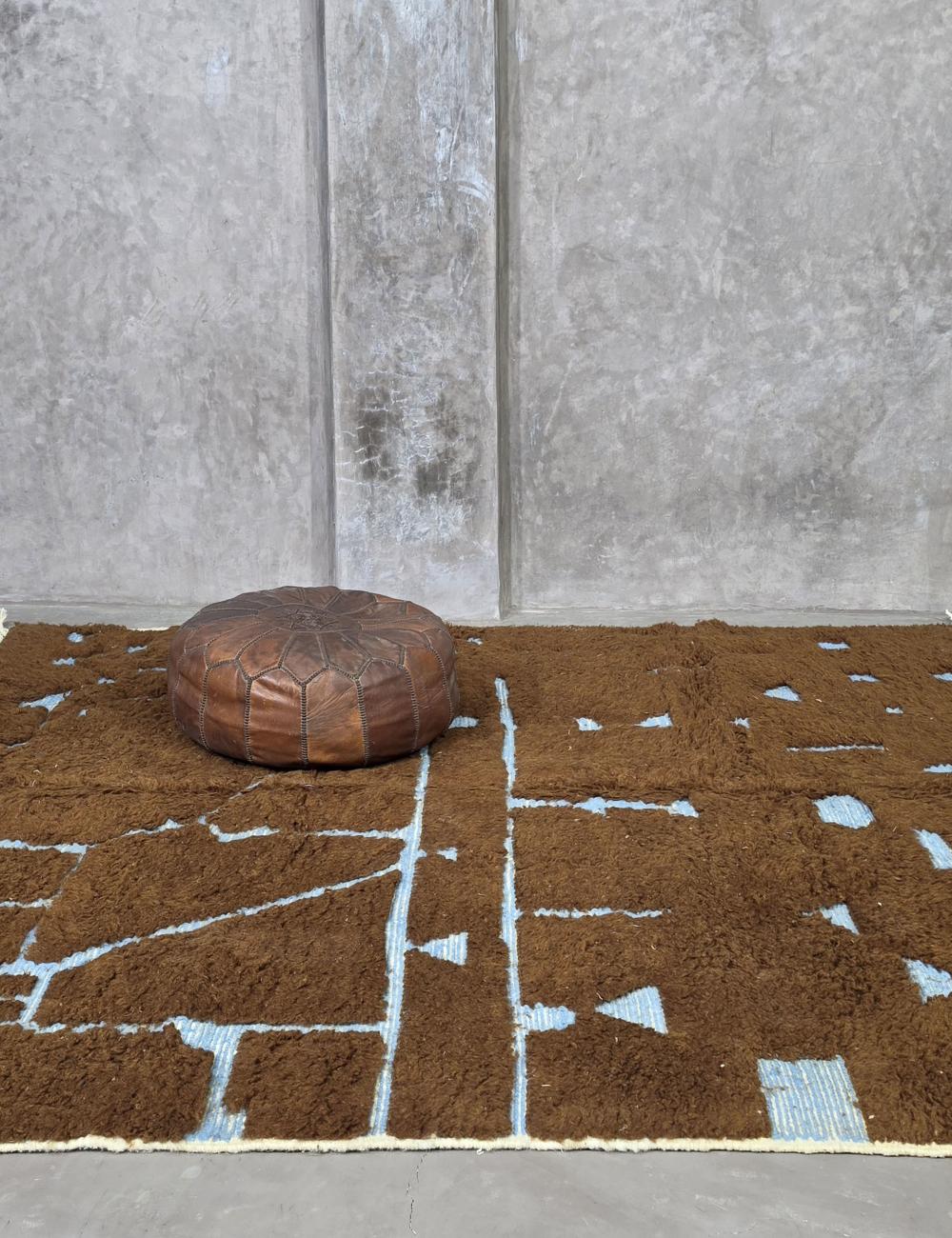 Chocolate Brown Moroccan Rug 7.9 x 7.2 ft / 240 x 220 cm