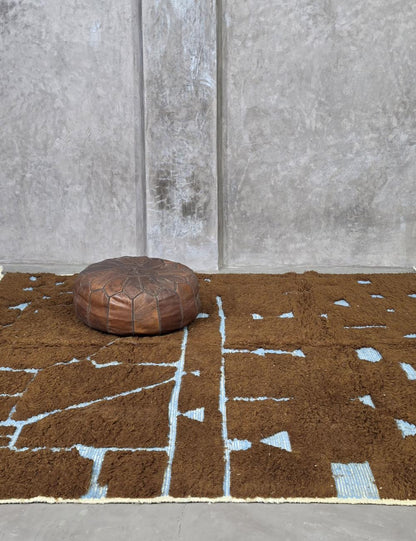 Chocolate Brown Moroccan Rug 7.9 x 7.2 ft / 240 x 220 cm