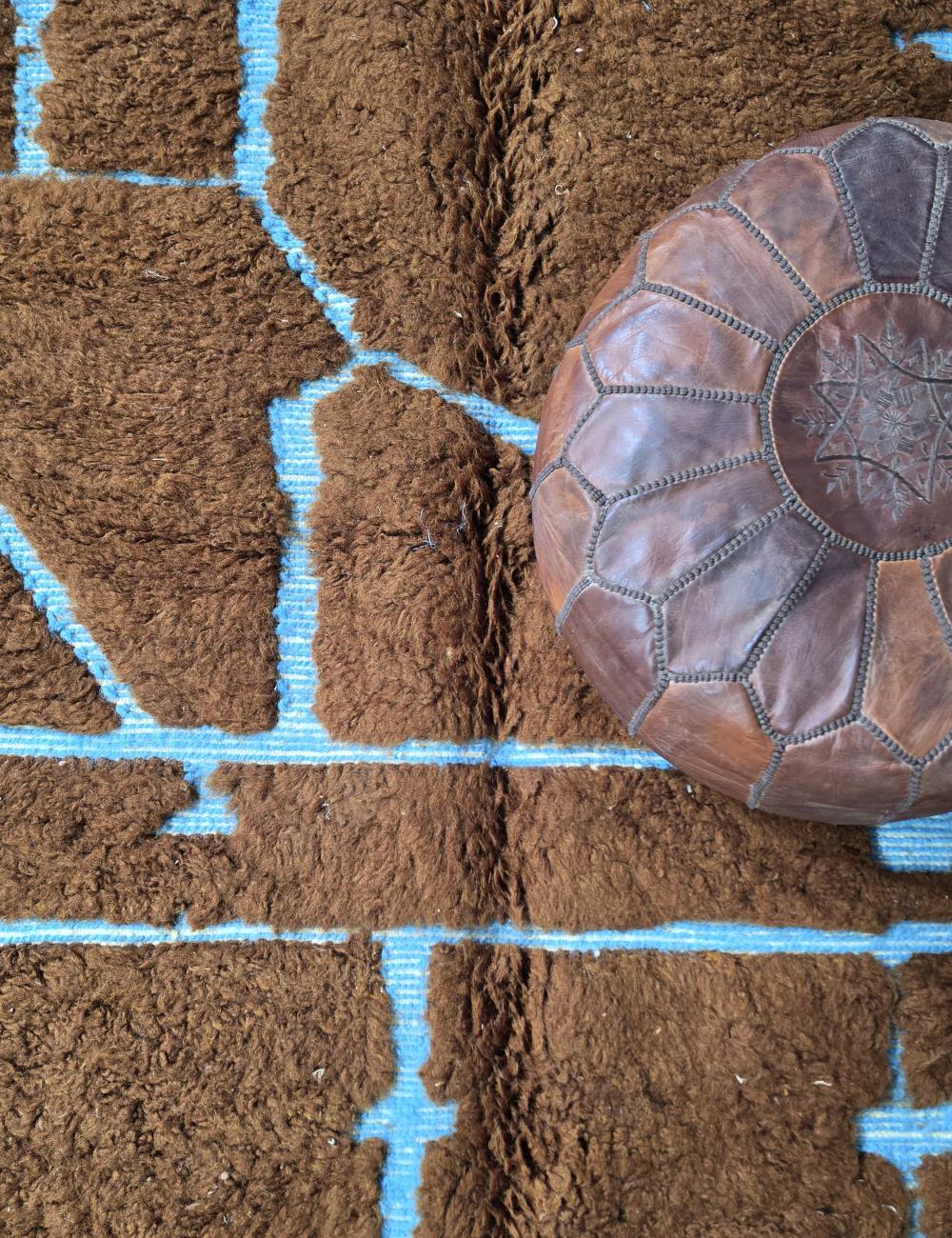 Chocolate Brown Moroccan Rug 7.9 x 7.2 ft / 240 x 220 cm