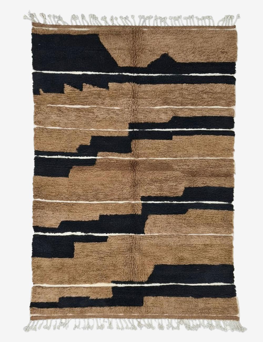 Brown and Black Moroccan Rug 10.1 x 6.7 ft / 307 x 205 cm