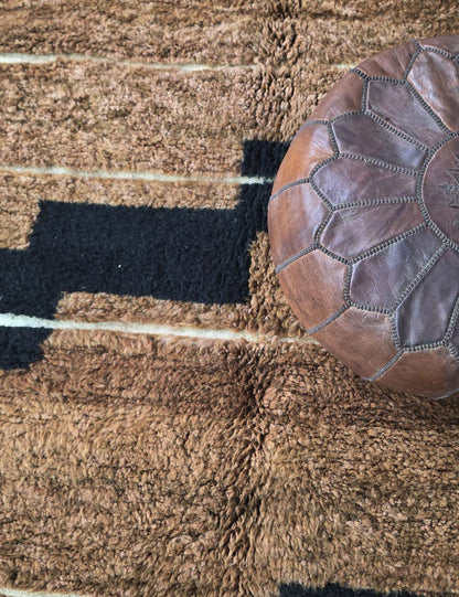 Brown and Black Moroccan Rug 10.1 x 6.7 ft / 307 x 205 cm