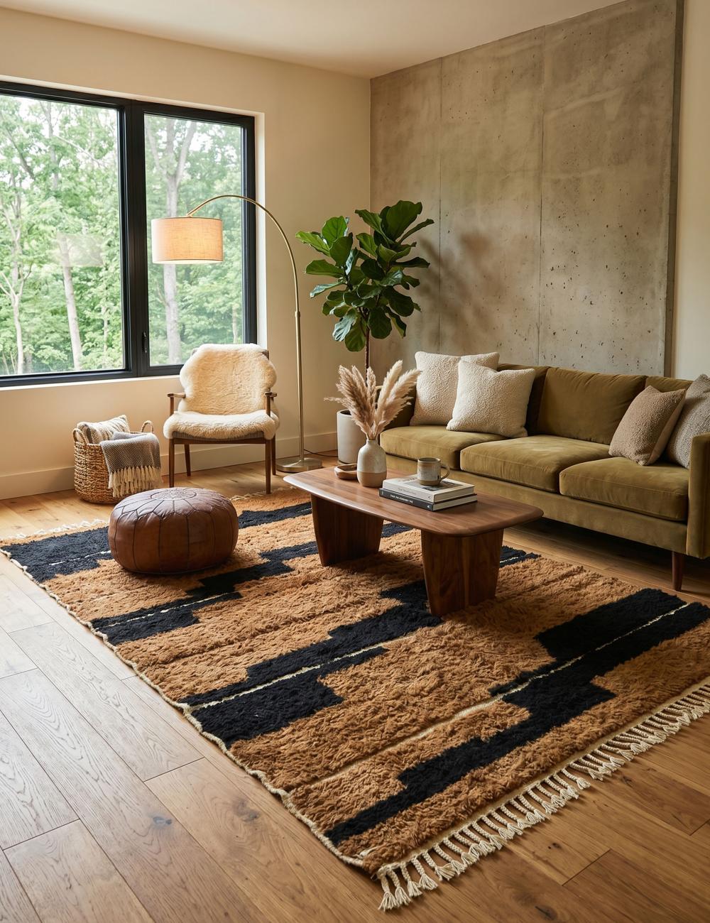 Brown and Black Moroccan Rug 10.1 x 6.7 ft / 307 x 205 cm