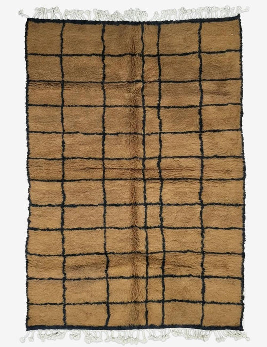 Brown Grid Moroccan Rug 9.8 x 7 ft / 300 x 215 cm