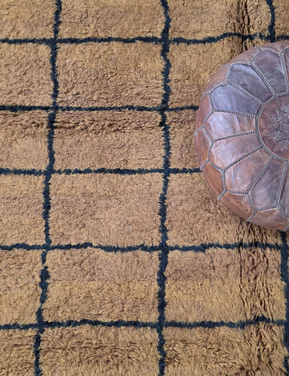 Brown Grid Moroccan Rug 9.8 x 7 ft / 300 x 215 cm