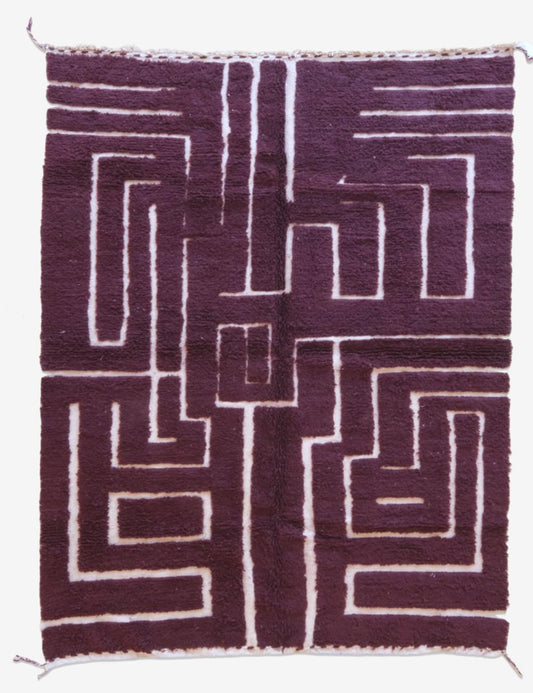 Burgundy Textured Moroccan Wool Rug 9.3 x 6.8 ft / 282 x 210 cm - Surcoma