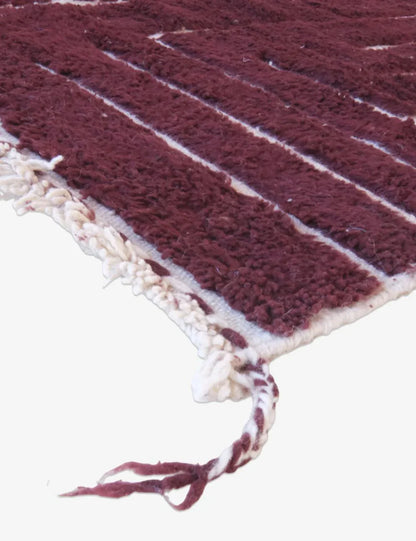 Burgundy Textured Moroccan Wool Rug 9.3 x 6.8 ft / 282 x 210 cm - Surcoma