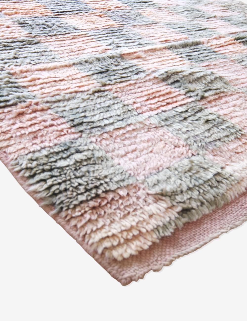 Checkered Vintage Moroccan Runner Rug 10.4 x 3.5 ft / 316 x 109 cm - Surcoma