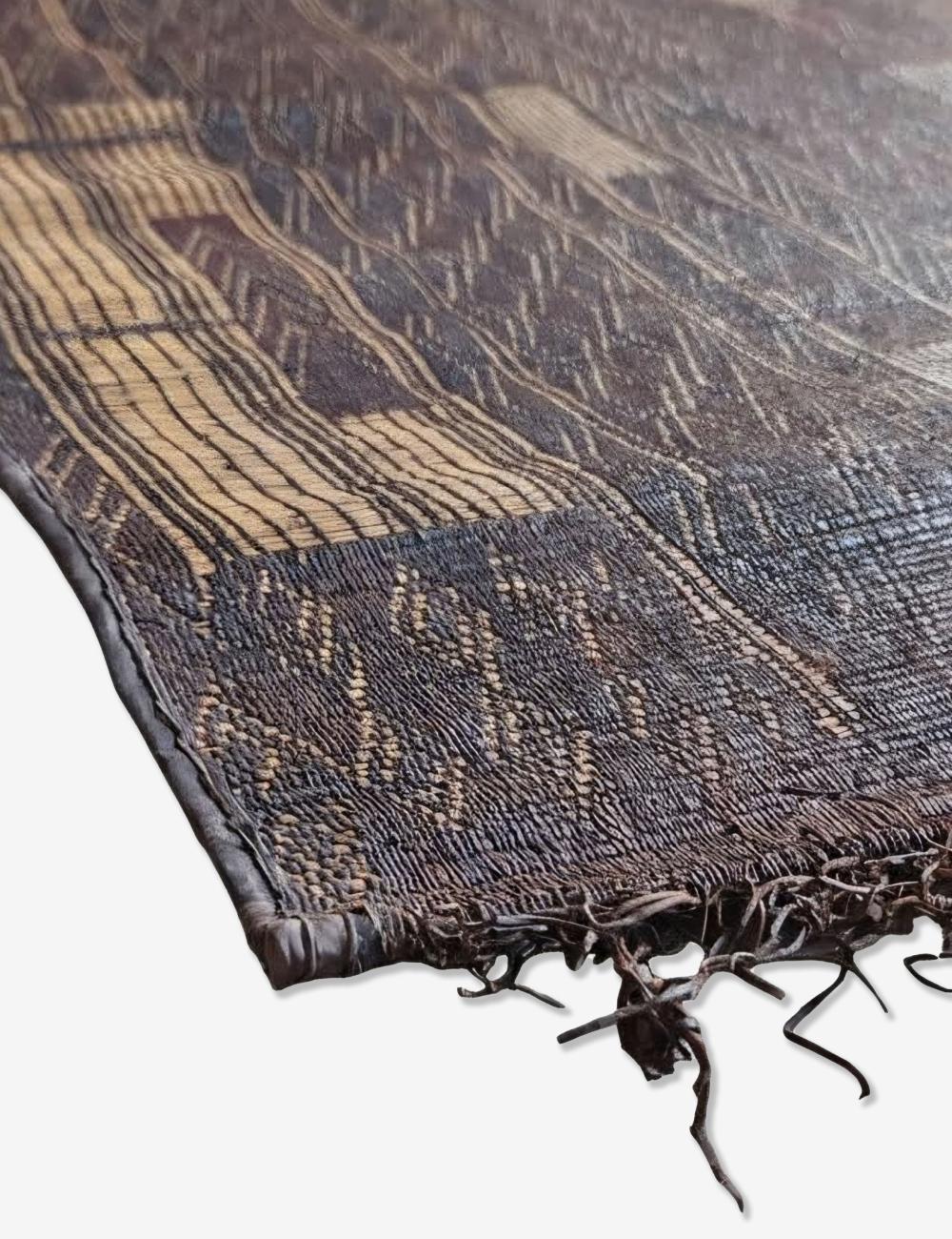 Handwoven Reed Mauritanian Rug 3.8 × 4.6 ft / 116 x 140 cm