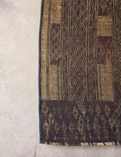 Handwoven Reed Mauritanian Rug 3.8 × 4.6 ft / 116 x 140 cm