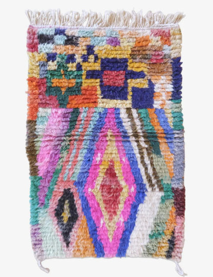 Colorful Boujad Moroccan Wool Rug 5 x 3.2 ft / 153 x 100 cm - Surcoma