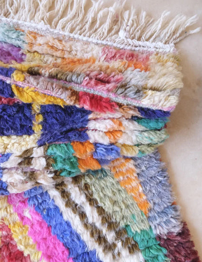 Colorful Boujad Moroccan Wool Rug 5 x 3.2 ft / 153 x 100 cm - Surcoma