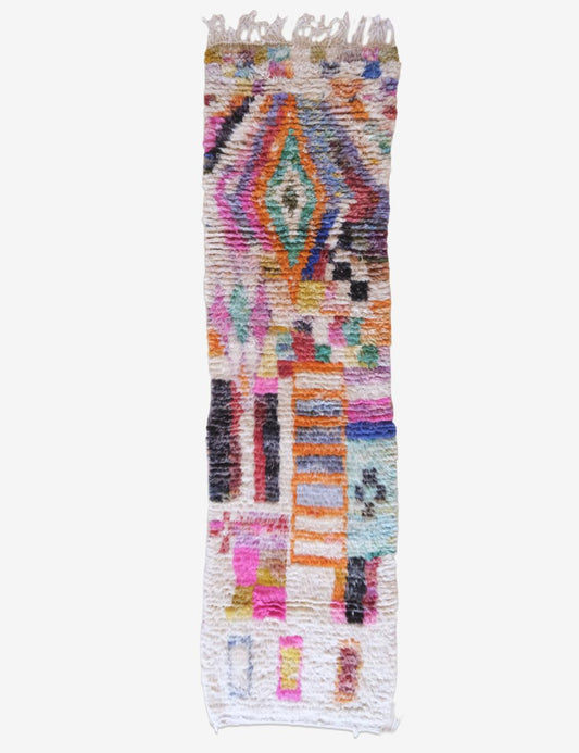 Colorful Hallway Moroccan Wool Rug 9.7 x 2.8 ft / 295 x 87 cm