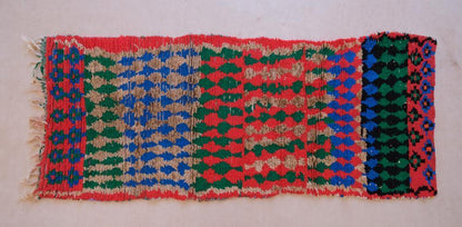 Colorful Handknotted Moroccan Boujad Rug 7.9 x 3.25 ft / 241 x 99 cm - Surcoma