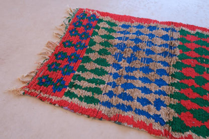 Colorful Handknotted Moroccan Boujad Rug 7.9 x 3.25 ft / 241 x 99 cm - Surcoma