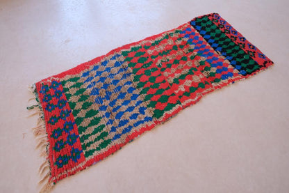 Colorful Handknotted Moroccan Boujad Rug 7.9 x 3.25 ft / 241 x 99 cm - Surcoma