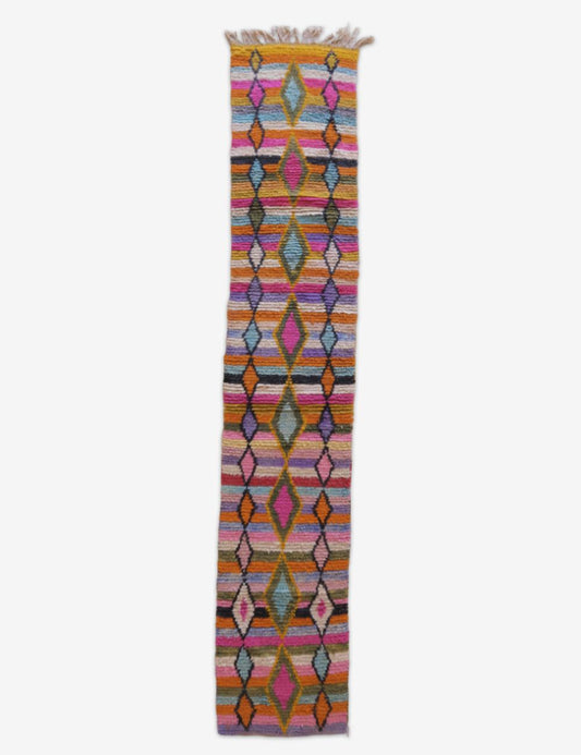 Colorful Moroccan Runner Rug 12.8 x 2.36 ft / 391 x 72 cm