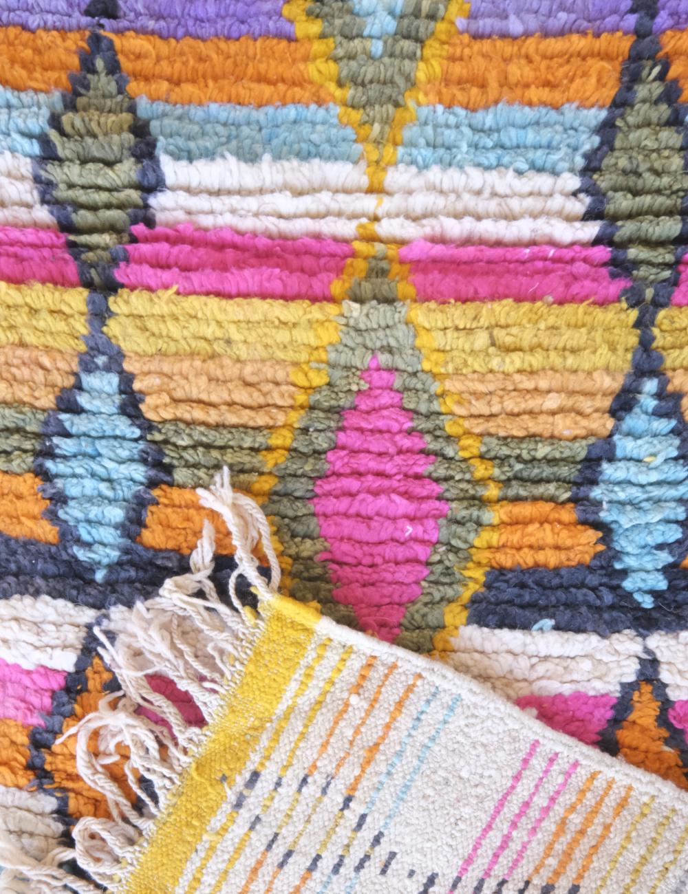 Colorful Moroccan Runner Rug 12.8 x 2.36 ft / 391 x 72 cm