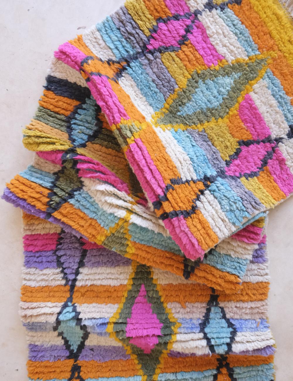 Colorful Moroccan Runner Rug 12.8 x 2.36 ft / 391 x 72 cm