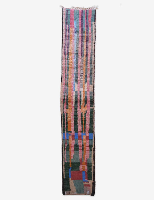 Colorful Runner Moroccan Wool Rug 16 x 2.8 ft / 488 x 86 cm