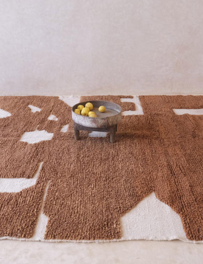 Mocha Brown Moroccan Wool Rug 9.3 x 7.2 ft / 283 x 220 cm - Surcoma