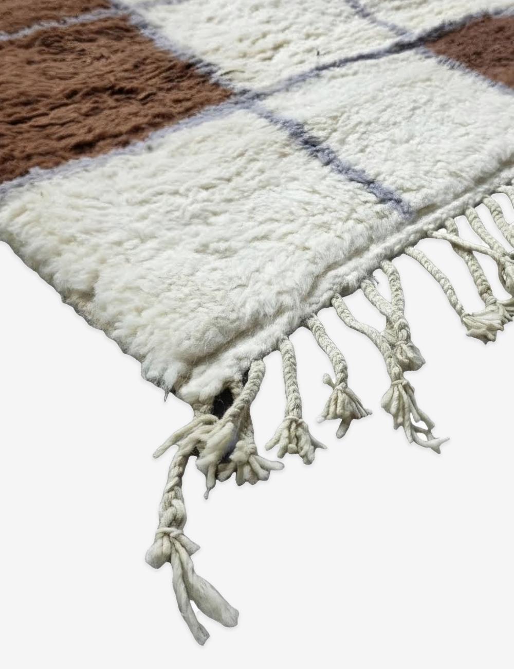 Brown Checkered Moroccan Rug 9.8 x 8.5 ft / 300 x 259 cm