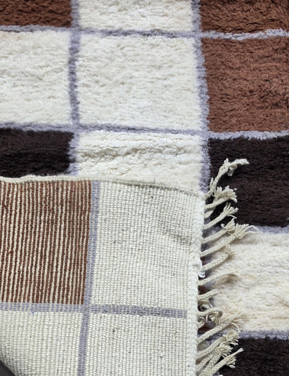 Brown Checkered Moroccan Rug 9.8 x 8.5 ft / 300 x 259 cm