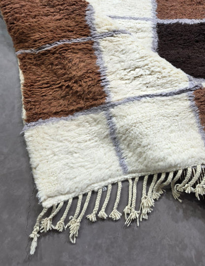 Brown Checkered Moroccan Rug 9.8 x 8.5 ft / 300 x 259 cm