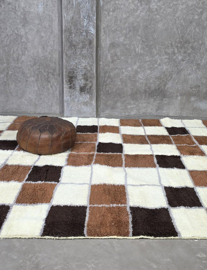 Brown Checkered Moroccan Rug 9.8 x 8.5 ft / 300 x 259 cm